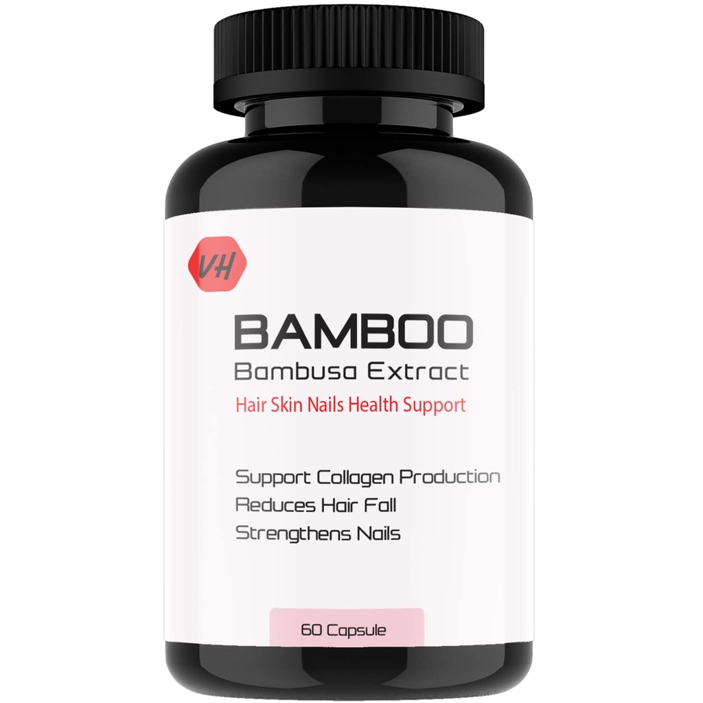 VitaminHaat Bamboo Extract 600 mg | Hair, Skin & Nails Health Support | Promotes Collagen Production | Reduces Hair Fall | Strengthens Nails | 60 Capsules