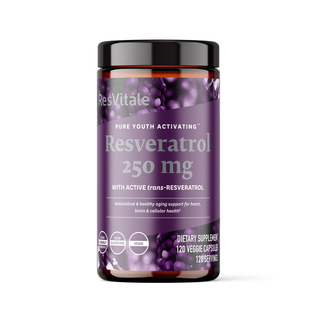 ResVitále Resveratrol 250 mg - Resveratrol Supplement for Men and Women - 120 Veggie Capsules