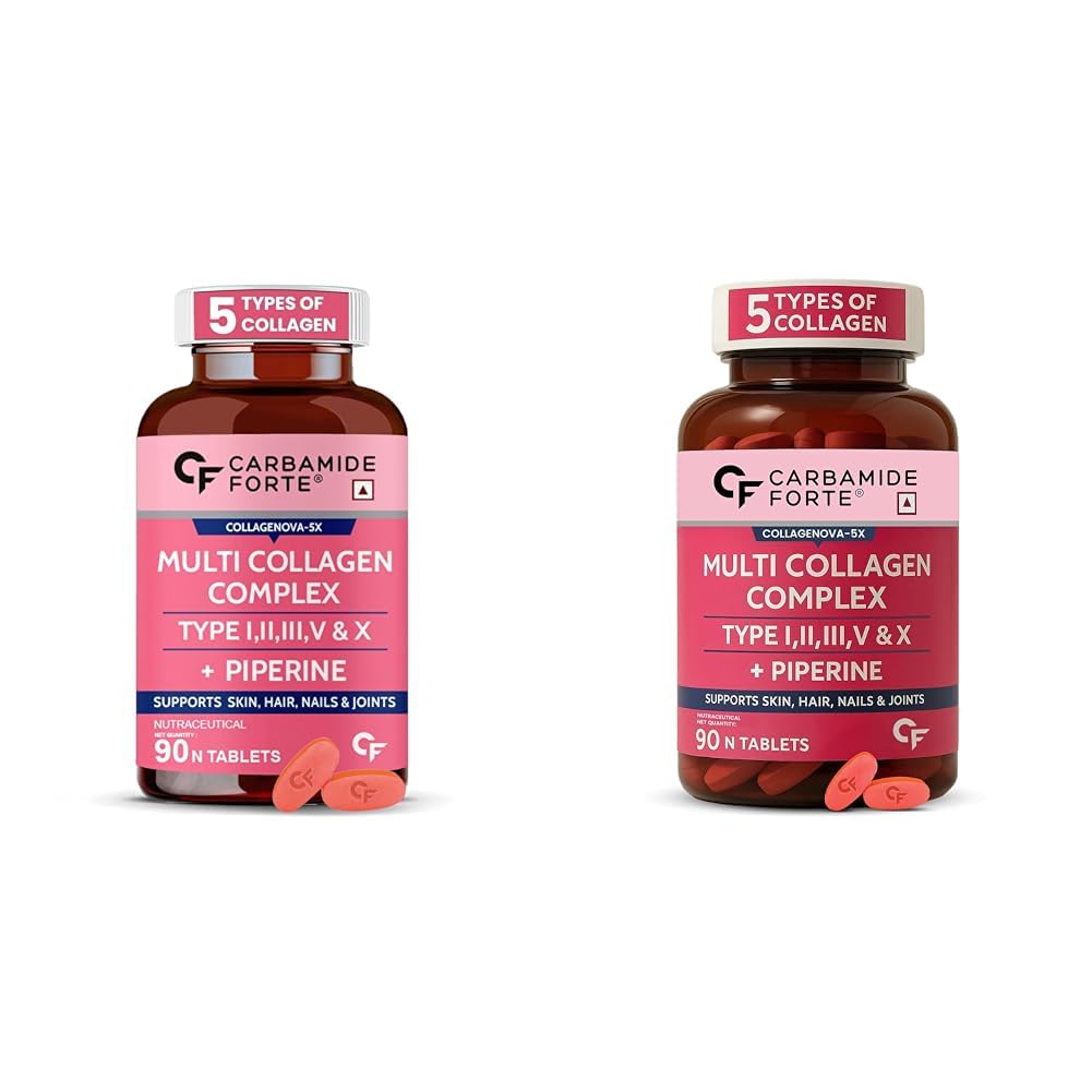 Carbamide Forte Collagen 20g & Multi Collagen Supplements for Women & Men - 90 Tablets