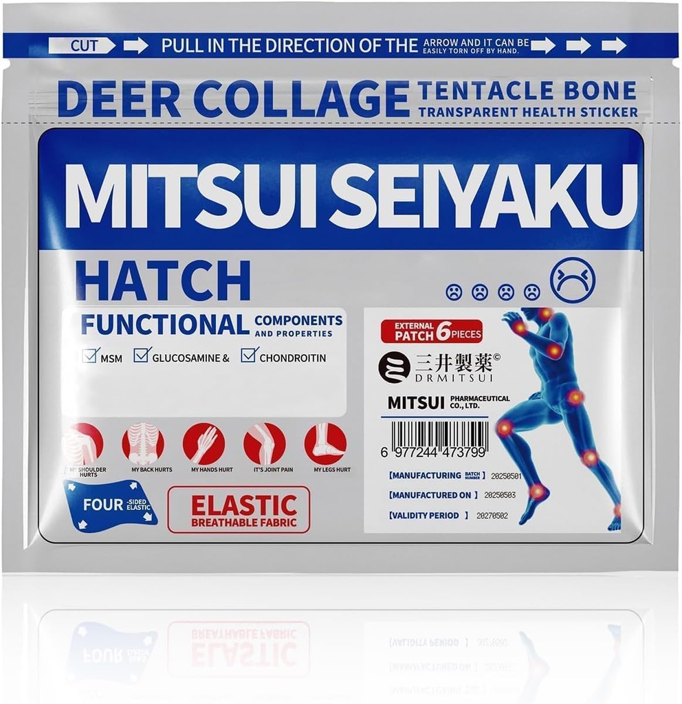 Deer Collagen Pain Relief Patch | Cooling Pain Relief Patch for Neck, Back, Shoulder, Knee & Joint Comfort | Comfortable Adhesive Patch | Long-Lasting Cooling Sensation