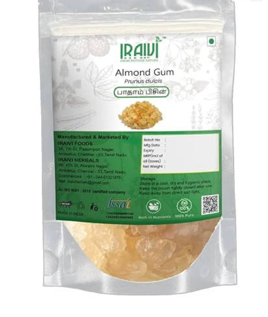 RAIVI Premium Badam Pisin-100g | Almond Gum | Gond Katira| Natural Plant-Based Collagen | Cooling & Rejuvenating Edible Resin | Rich in Fiber | Supports Skin Glow & Digestion