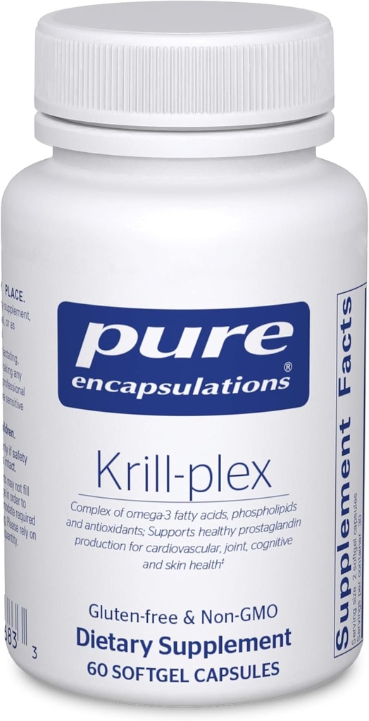 Pure Encapsulations Krill- Plex- 124; Supports Menstrual Comfort, Heart Health, Joint Support, Cognitive Function and Skin Health