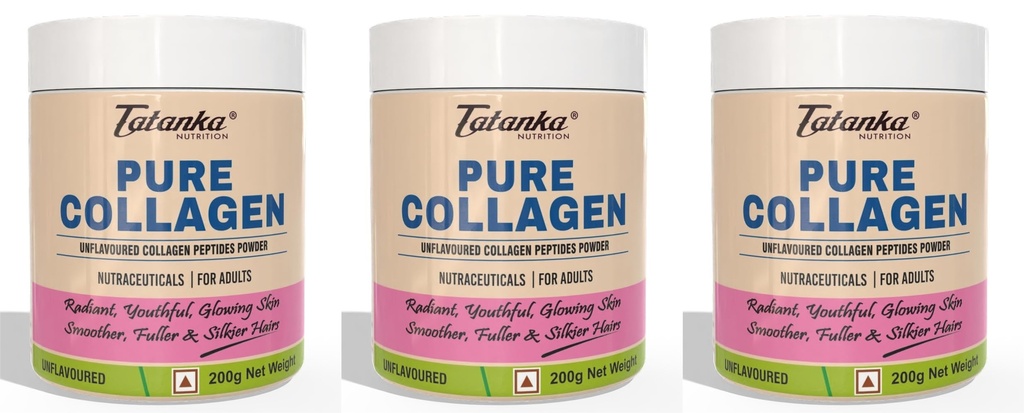 Marine Collagen, Pure Supplement Powder For Men Women | Zero Fillers No FIshy Burps | Supports Skin,Hairs,Nails & Joints Health | Non vegeterian -200g (Unflavoured) Pack of - 3