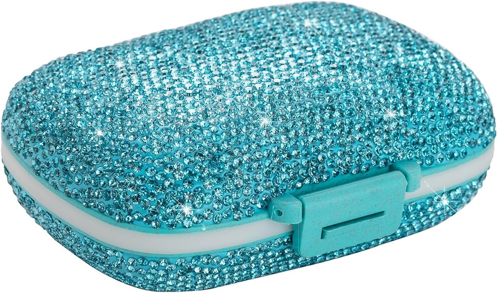 Travel Pill Container Medicina Organizator Daily Purse Pilula Case drăguț supliment Vitamina cutie mici buzunar Pilula Holder Mini Pill Organizator pentru Supliment (albastru)