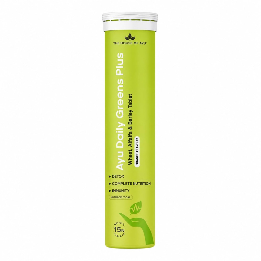 Ayu Daily Green+ Superfood Effervescent Tablets - 26 Ayurvedic Botanicals