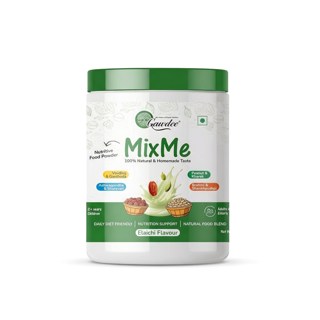 Gawdee MixMe Elaichi Nutrition Powder | 400g | Nuts, Grains, Seeds with Jaggery & Dates | No Refined Sugar | Health Drink Mix for Kids (2+), Adults & Seniors | Daily Family Nutrition Supplement