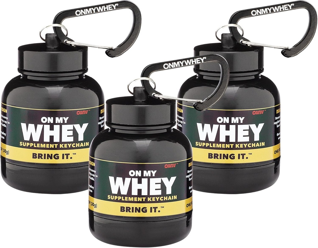 OnMyWhey - プロテインパウダーとサプリメントファネルキーホルダー、ジム、ワークアウト、フィットネス、旅行用のポータブルtoGoコンテナ - TSA承認、クラシック3パック