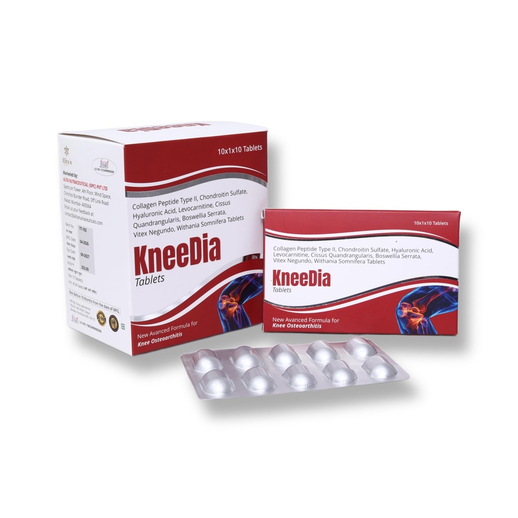 KNEEDIA Joint Support Tablets | Boswellia Glucosamine MSM Collagen Supplement, 10 Tablets