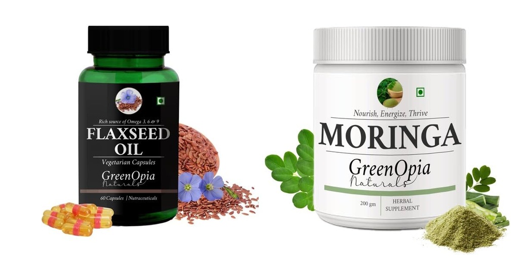Flax Seed Oil Moringa Oleifera Powder Wellness Daily Vitality |60 CAPSULES