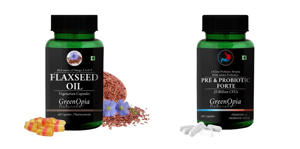 Flax Seed Oil Pre And Probiotics Forte Wellness Daily Vitality 60 CAPSULES