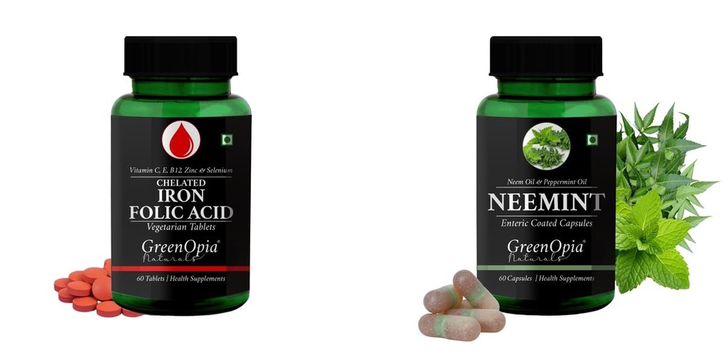 Iron Folic Acid Tablets Neemint Oil Wellness Daily Vitality |60 CAPSULES