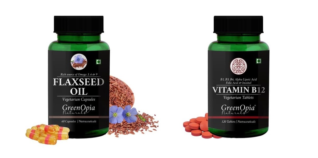 Flax Seed Oil Vitamin B12 Tablets Wellness Daily Vitality |60 CAPSULES