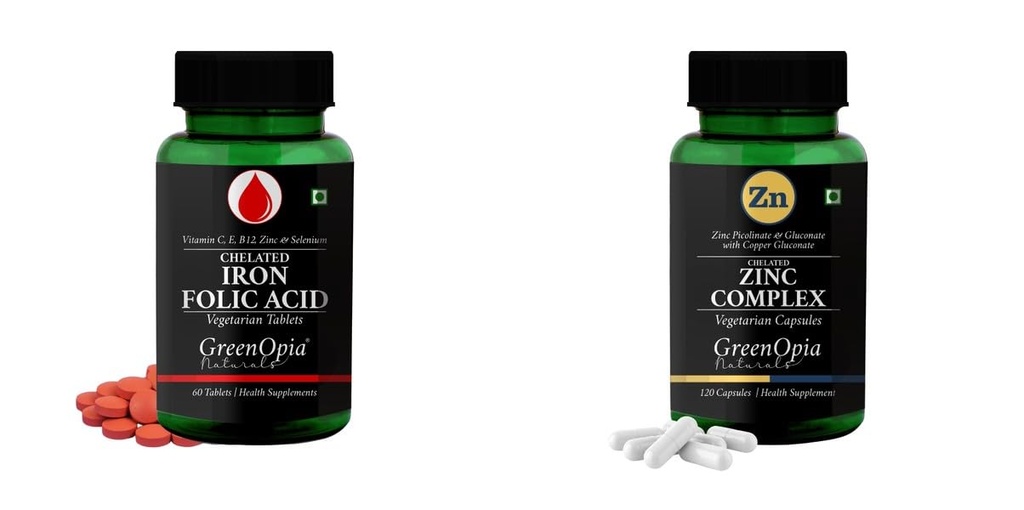 Iron Folic Acid Tablets Zinc Complex Wellness Daily Vitality |60 CAPSULES