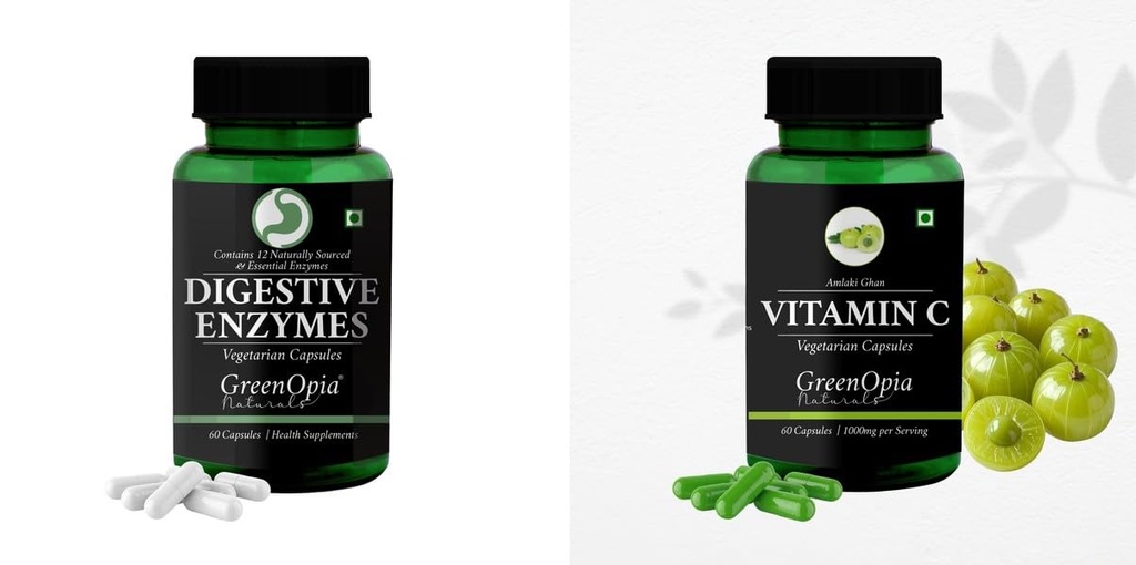Digestive Enzymes Vitamin C Wellness Daily Vitality |60 CAPSULES