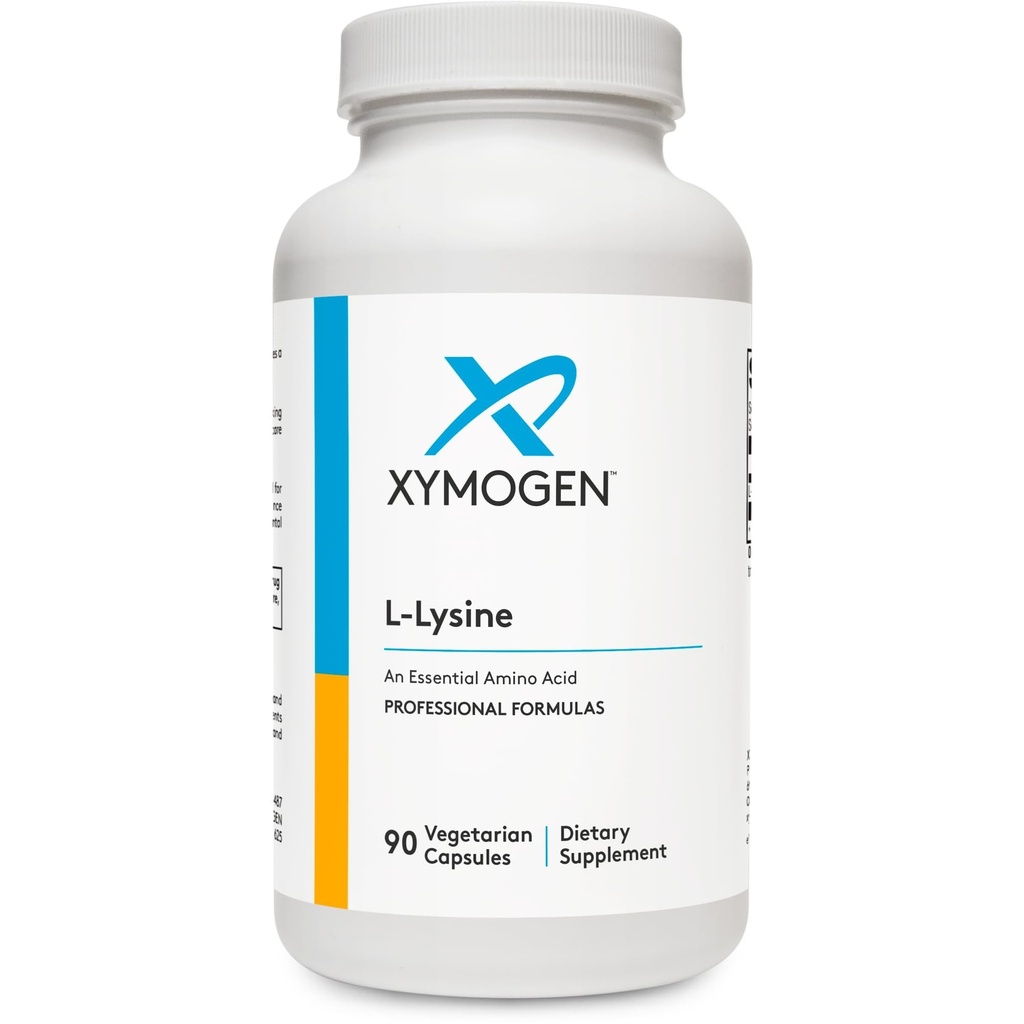 XYMOGEN L-Lysine - Essential Amino Acid Supplement - Collagen with Protein Synthesis Support - Aids Healthy Skin, Bone & Tendons - Vegetarian, Dairy-Free & Soy-Free - 90 Capsules