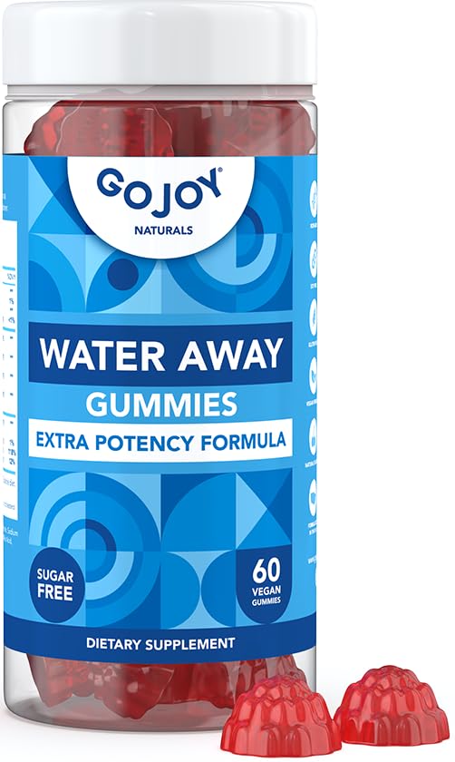 GOJOY Water Away Gummies – Natural Diuretic Support for Water Retention & Hydration Balance – Herbal Formula with Dandelion – 60 Vegan Gummies