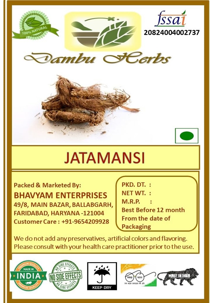 Dambu Herbs - JATAMANSI - 100 Gm, Nardostachys Jatamansi