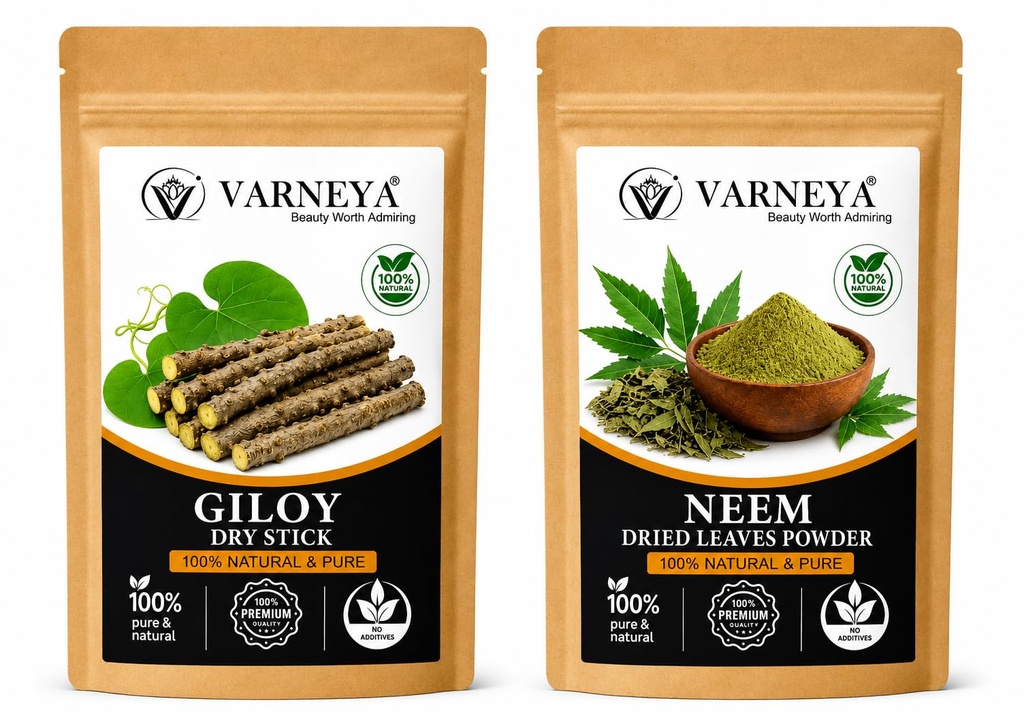 Herbal Kadha Ingredients Combo | Giloy Sticks and Neem Leaves | Naturally Dried