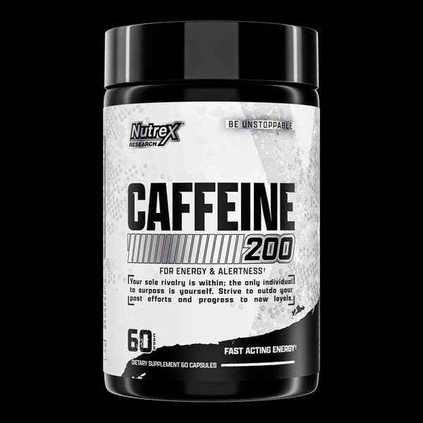 Nutrex Caffeine 200, Energy and Alertness Supplement, 200mg Anhydrous Caffeine, 60 Liquid Capsules