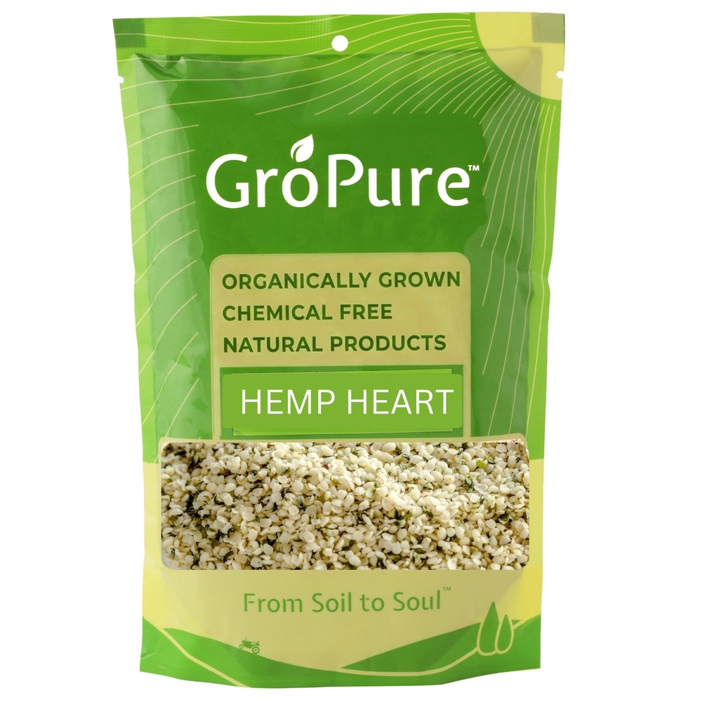 GroPure Organic | Hemp Hearts 250g | Toasted and Hulled Hemp Seeds for Eating | 36g Complete Protein | 10g Omega 3 & 6 Per Serving | Toasted Hemp Hearts for Eating | Pesticide-Free | Blends Into Smoothies, Salads & More