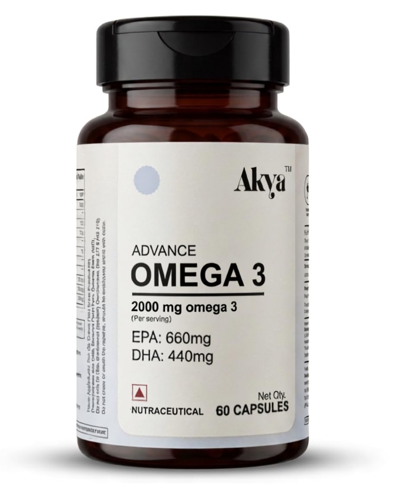 AKYA Advance Omega 3 & Skin Support Fish Oil Supplement, 60 Capsules