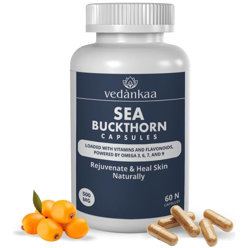 Vedankaa Sea Buckthorn Omega Capsules for Wellness & Immunity | 60 Caps