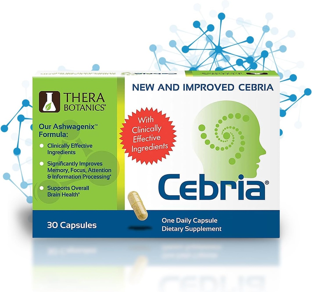 Cebria Brain Supplemento per gli uomini, le donne e gli anziani – Nootropic Safe ed Effective Memory Supplement for Retention, Recall & Age-Related Memory Loss (30 Conte)