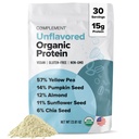 Complement Organic Unflavored Vegan Protein Powder (30 Servings) Low Carb, Low Calorie, Sugar Free, Soy Free, Non-GMO, Gluten Free, Non Dairy- Yellow Pea, Pumpkin Seed- 15g Plant Based Protein Powder