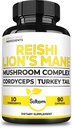 Satomi Reishi Supplement Complex 5000Mg - 10in1 Yhdistetty Lions Mane, Cordyceps Sinensis, Chaga Mushroom & muut - 90 kapselia 3 kuukautta
