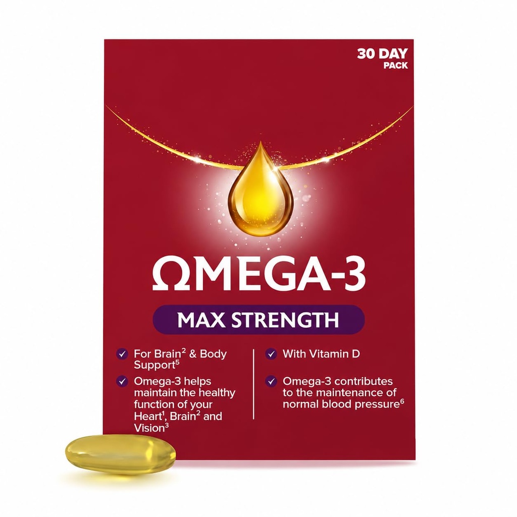 Sevenn Seas Omega-3 Fish Oil, Max Strength with Vitamin D 30 Capsules