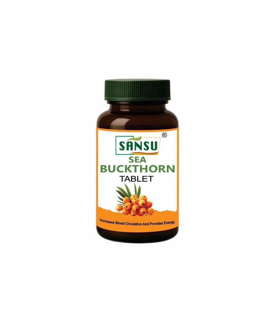 Sansu Sea Buckthorn Tablet for Energy, Circulation & Immunity Support, Antioxidant Rich Dietary Supplement for Skin Protection & Daily Wellness – 60 Capsules Pack