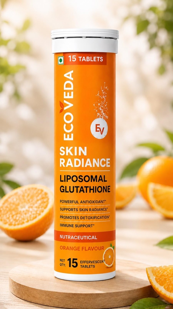 Glutathione (Orange, 15 Effervescent Tablets) | L-Glutathione Tablets with Vitamin C & E | For Skin Glow & Hydration