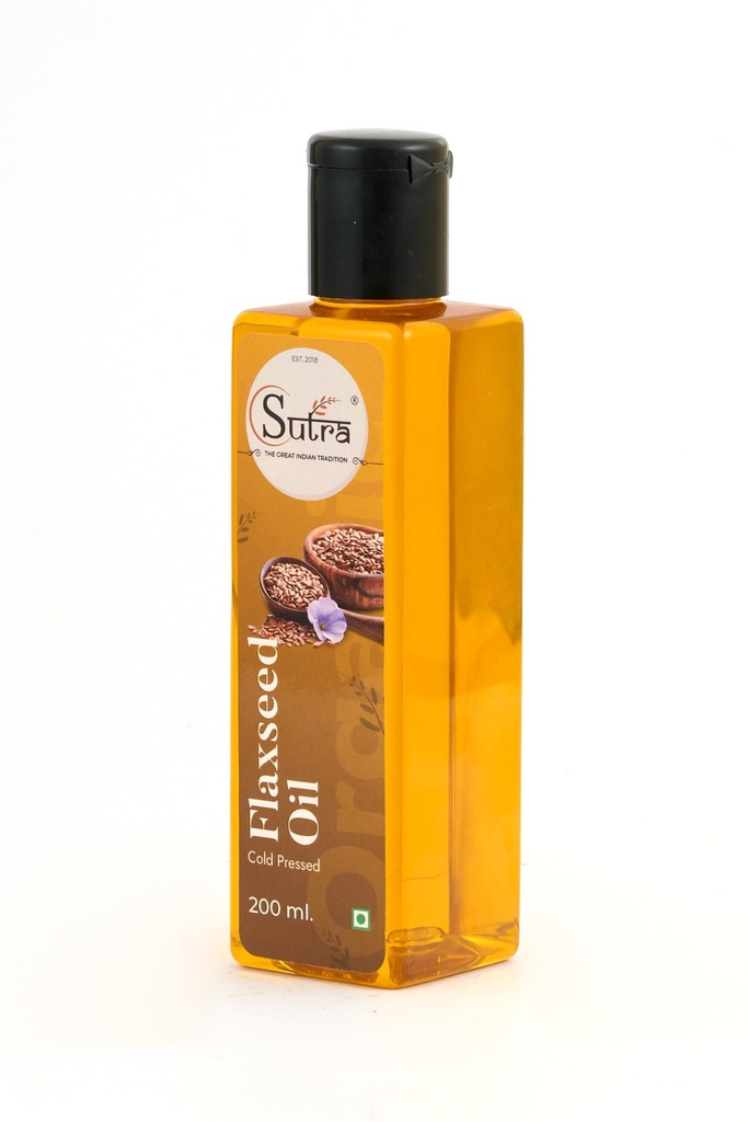 SUTRA Flaxseed Oil 200ml (ಅಗಸೆ ಎಣ್ಣೆ) | Cold Pressed & Wood Pressed | Natural & Pure | Linseed Oil for Cooking, Skin & Hair | Edible Oil