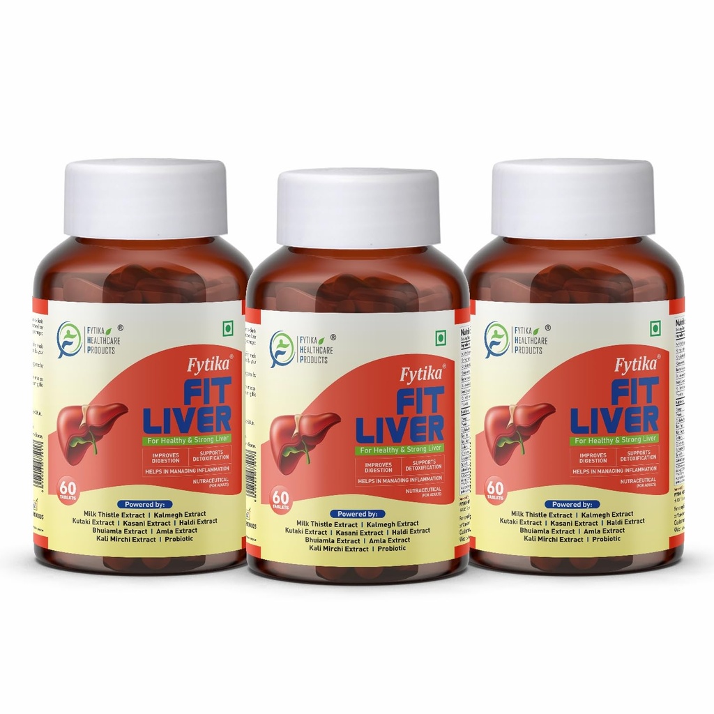Fytika Fit Liver | Liver Detox Supplement | For Healthy and Strong Liver | Enriched with Milk Thistle, Kutaki, Kalmegh, Bhumi Amla and Probiotics | 180 Tablets