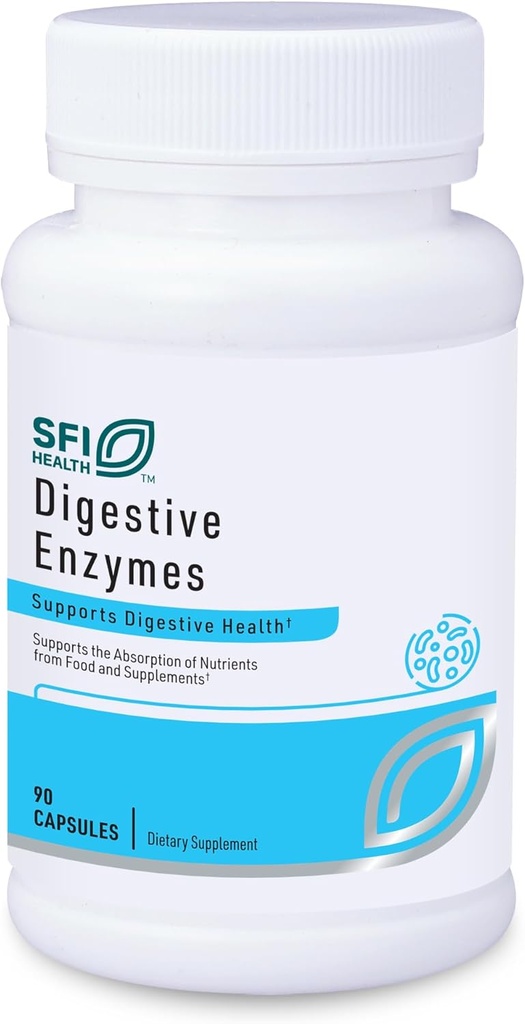 Klaire Labs SFI Health Indestive Encymes - Guat Health Supplements with Amylase, Protase, Lactase & Lipase Ensymes for Digestion - การรองรับ obaccessal Oclated & Pas (90 Capsulues)