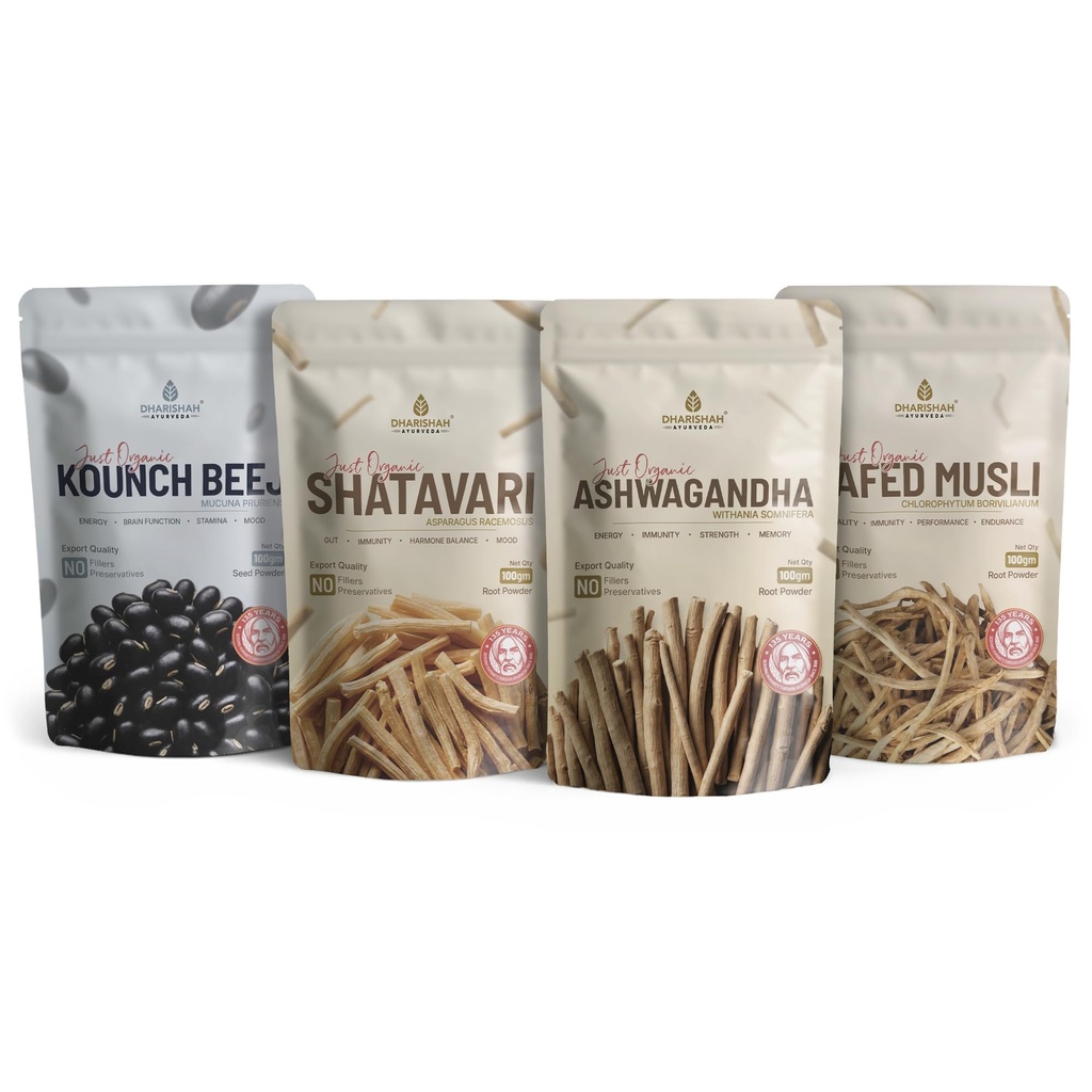 Dharishah Ayurveda Josh Combo Ashwagandha Shatavari Kaunch Beej Safed Musli