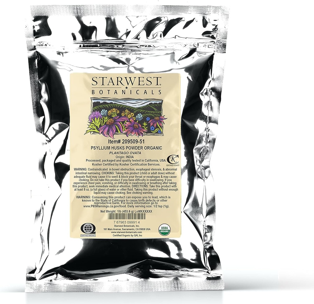 Starwest Botanicals Bio Psyllium Husk Pulver, 1 Pfund