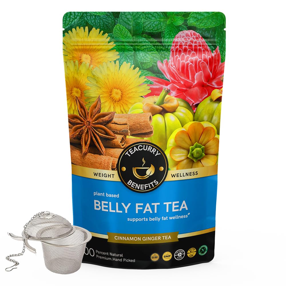 Belly Fat Tea, 200 Gram Loose + Infuser - Helps with Belly Fat, Water Weight, Bloating - 100 Cups Pack of 2 Month