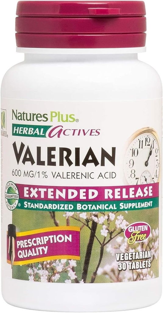 La natura Plus Hebal Actalers Valentiarians ampliats - 600 mg, 30 taules Vegan - Vegetarian, Guten-Free - 30 Servings