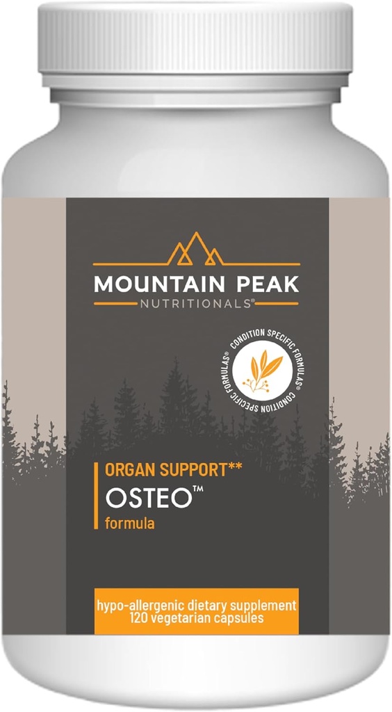 Mountain Peak Nutritionals Osteo Supplement - Elinten & Vahva luu tuki, edistää luun terveyttä - Vitamiinit D3, K2, Kalsium ja Magnesium - Luun rakennus & vahvistaminen (120 kasvissyöjä kapselit)
