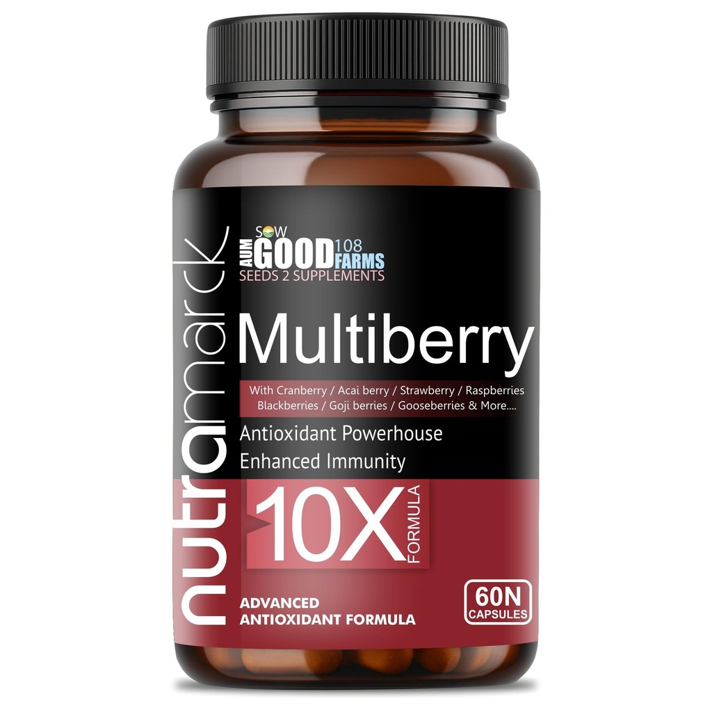 Multiberry 10X Capsules | Potent Blend of 24 Berries & Herbs for Overall Wellness | Super Antioxidant | Immunity Booster | (60 Count (Pack of 1))