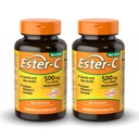 American Health Ester-C 500 mg with Citrus Bioflavonoids - 120 Capsules (Pack of 2) - 24-Hour Immune Support - Non-GMO, Gluten Free - 120 Total Servings