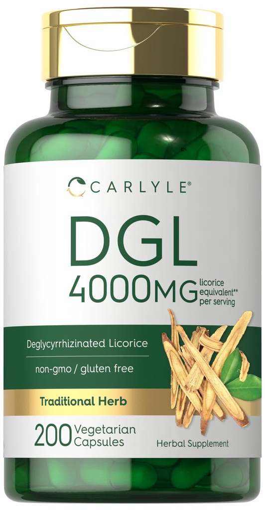 Carlyle DGL | 200 Capsules | Deglycyrrhizinated Licorice | Vegetarian, Non-GMO & Gluten Free Supplement