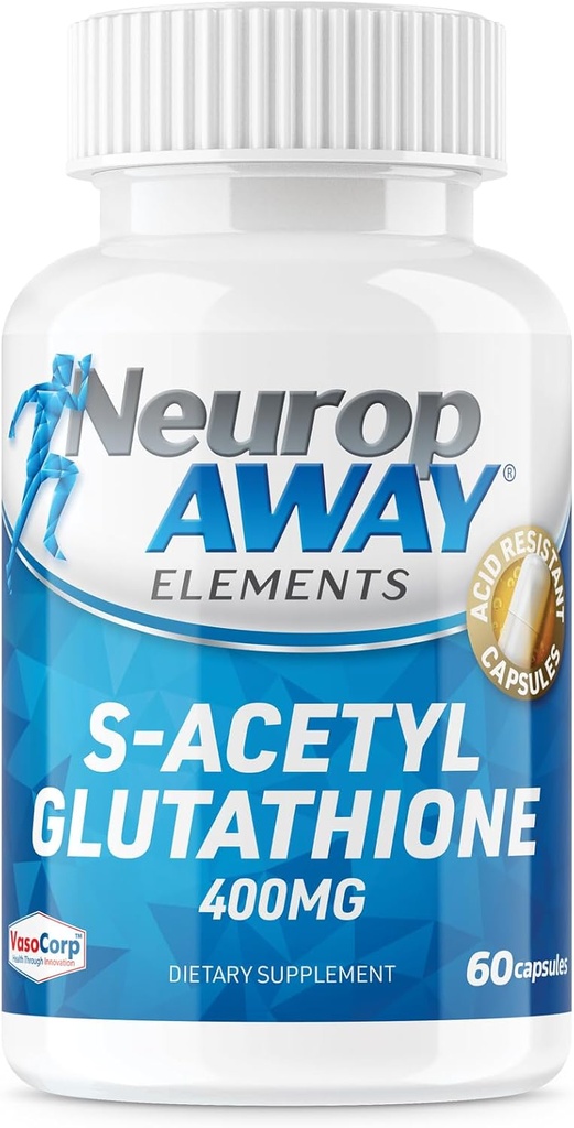 НейроpAWAY Elements S-Acetyl-Glutathione 400mg Acid стійкі капсули 60ct (60 400mg Capsules Per Пляшка) 3rd Вечірка Випробувано в cGMP Facility