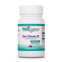 NutriCology Zinc Citrate 25 mg Immune, 60 Capsules | Delivers 25 mg Well-Absorbed Zinc Citrate for Immune Response, Brain Health and Cellular Function Support
