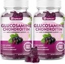 GGlucosamină Chondroitin Gummies Zahăr, extra Putere 1500mg Glucosamină cu Chondroitin MSM & Turmeric, Supliment comun de sprijin pentru bărbaţi şi femei Sănătate comună (120 Conte (Pachet de 2))