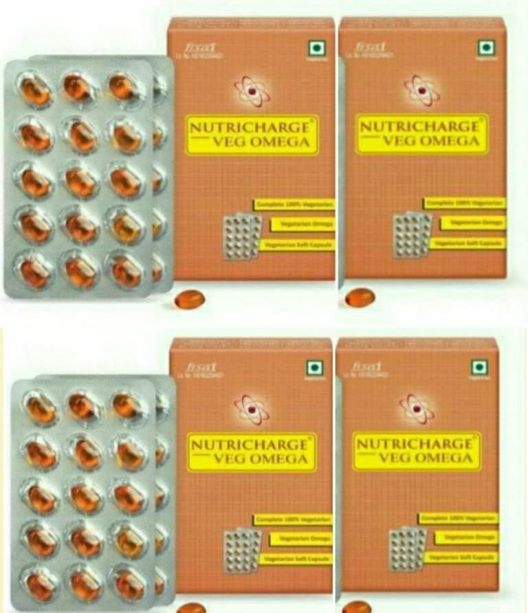 Veg Omega Soft Capsules | 100% Vegetarian Omega Supplement | Plant Based Omega 3 | Vegetarian Softgel Dietary Supplement for Daily Wellness 30 Soft capsules (PACK OF 4)