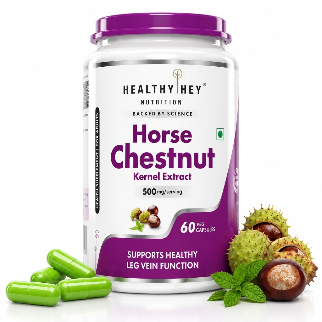 HealthyHey Nutrition Horse Chestnut Kernel Extract - 500mg per serving - 60 Vegetable Capsules