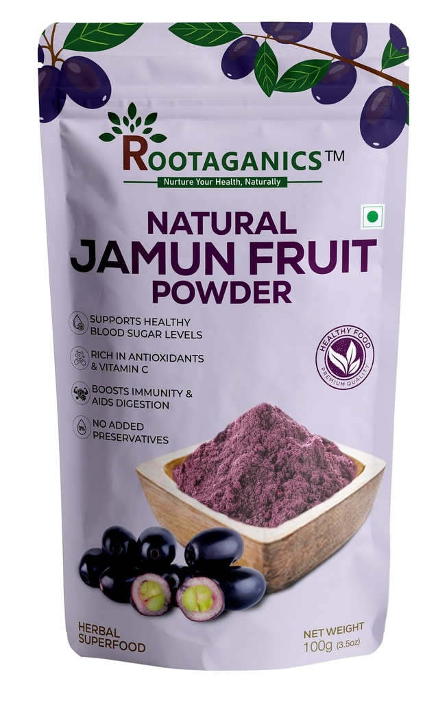 Jamun Fruit Powder 100g | 100% Pure & Natural | Rich in Antioxidants | Supports Blood Sugar Balance, Digestion & Immunity | No Additives, No Preservatives | Vegan | Superfood Powder