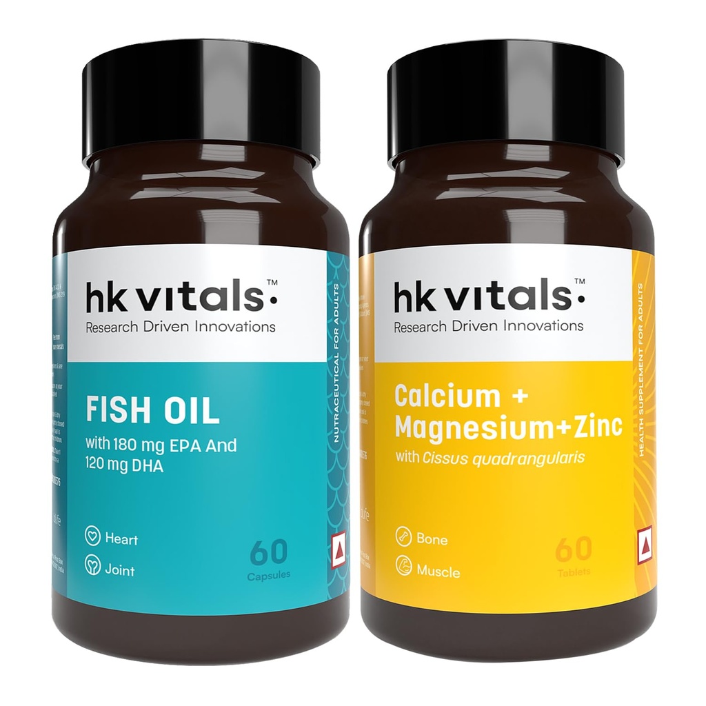 hk vitals Calcium Magnesium & Zinc + Fish Oil, 2 x 60 Tablets